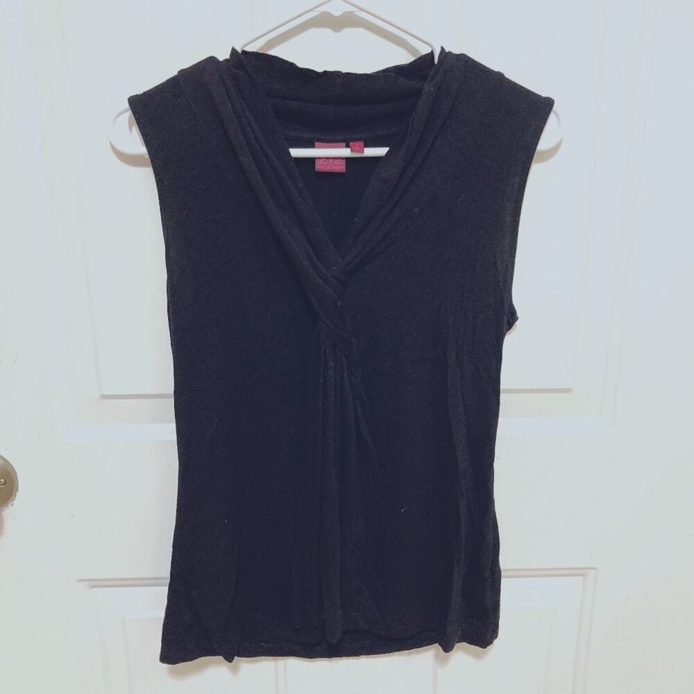 212 Collection Black Sleeveless Blouse with Tie Knot Neckline MUST BE BUNDLED